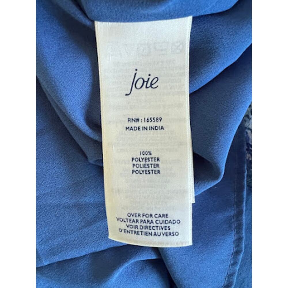 Joie Blue Paisley Chiffon High Low Midi Dress Balloon Sleeve Medium - Picture 8 of 9